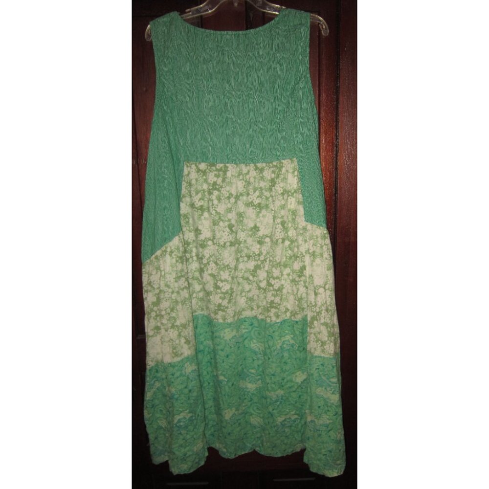 April Cornell XXL Dress Sleeveless Pairie Patchwork Floral Striped Print Pockets - Picture 2 of 3